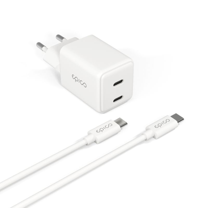 Epico UltraBoost GaN 35W síťová rychlonabíječka EA35 + 1,2m USB-C kabel - bílá