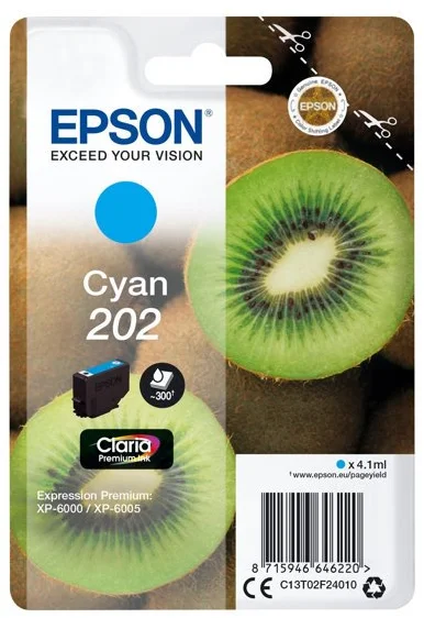 Epson 202 Cyan, azúrová - originálne C13T02F24010