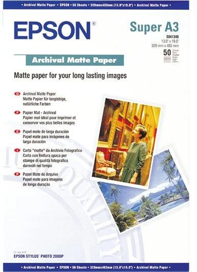 Epson papier Archival Matte Paper, A3+, 50 listov, 192g/m2 C13S041340