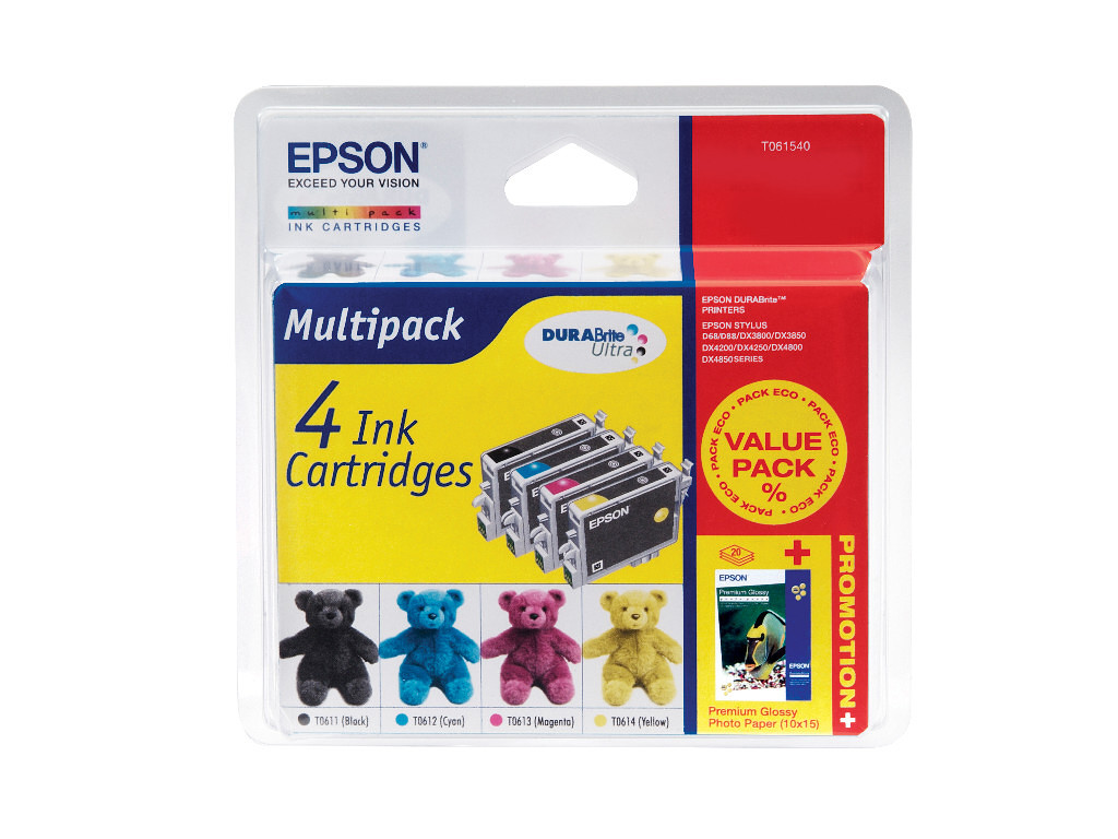 Epson T0615 multipack, pre Stylus D68, D88, D88+, DX3800, DX3850, DX4200, DX4250, DX4800, DX4850 - originálne C13T06154010