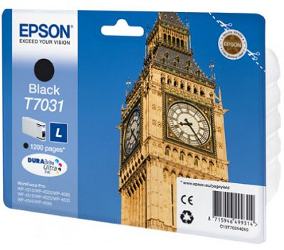 Epson T7031 L Black, až 1200 stran, pro série WP4000/4500 (WP-4015,WP-4025,WP-4515,WP-4525,WP-4535,WP-4545) - originální