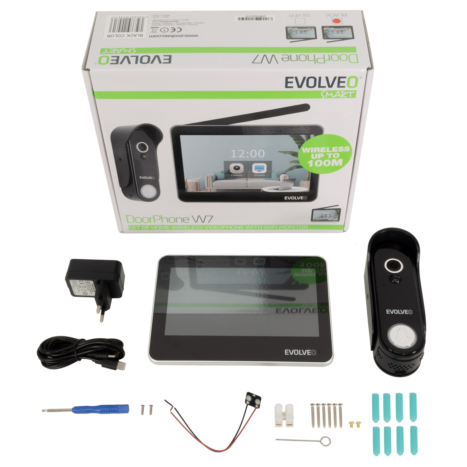 EVOLVEO DoorPhone W7 černý monitor