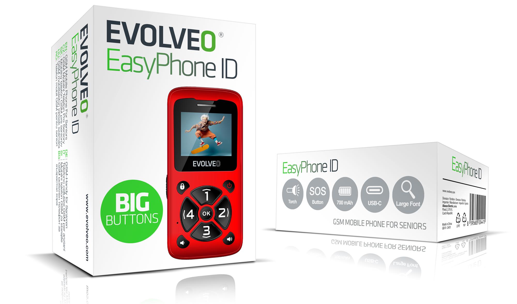 EVOLVEO EasyPhone ID červená