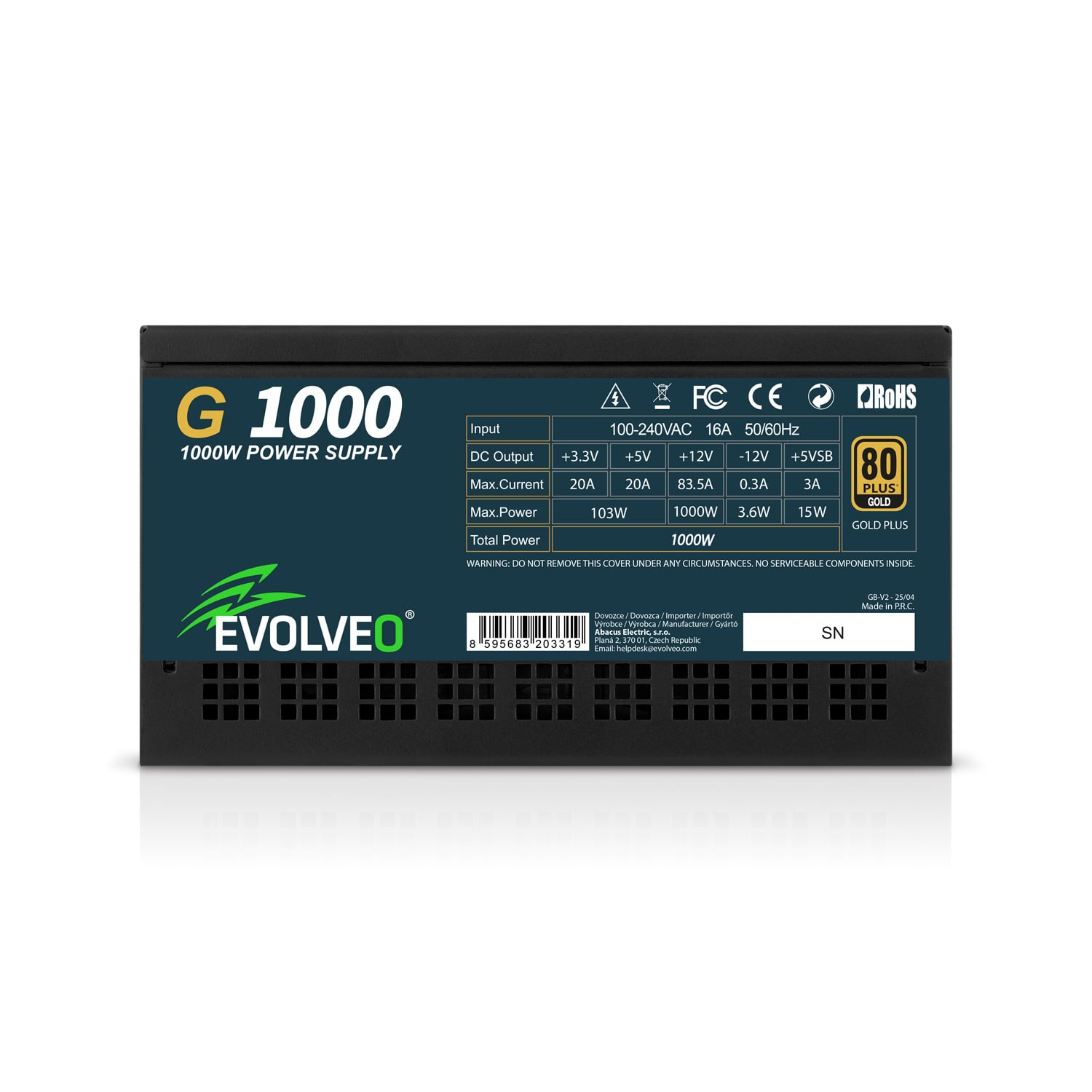 EVOLVEO G1000, zdroj 1000W, 80+ GOLD, ATX 3.1, PCIe 5.1, Modulární