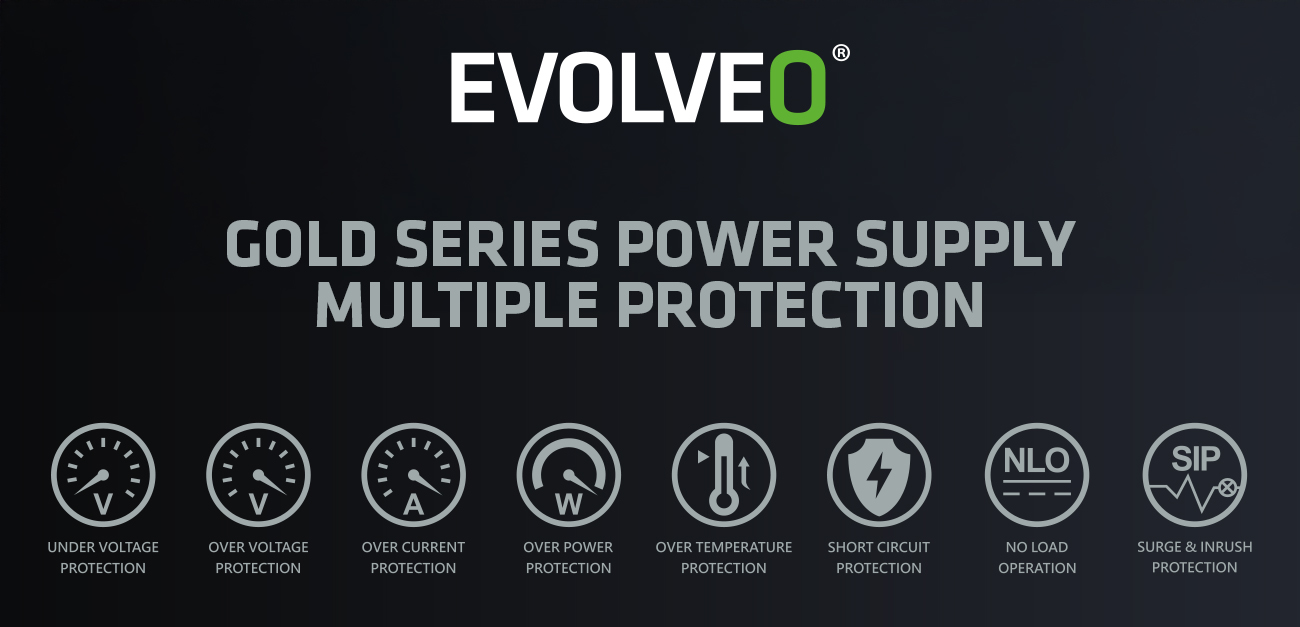 EVOLVEO P1200, zdroj 1200W, 80+ PLATINUM, ATX 3.1, PCIe 5.1, Modulární