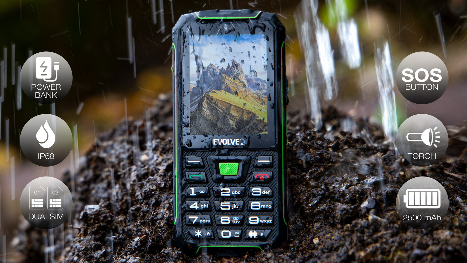 EVOLVEO StrongPhone W4 čierno-zelený