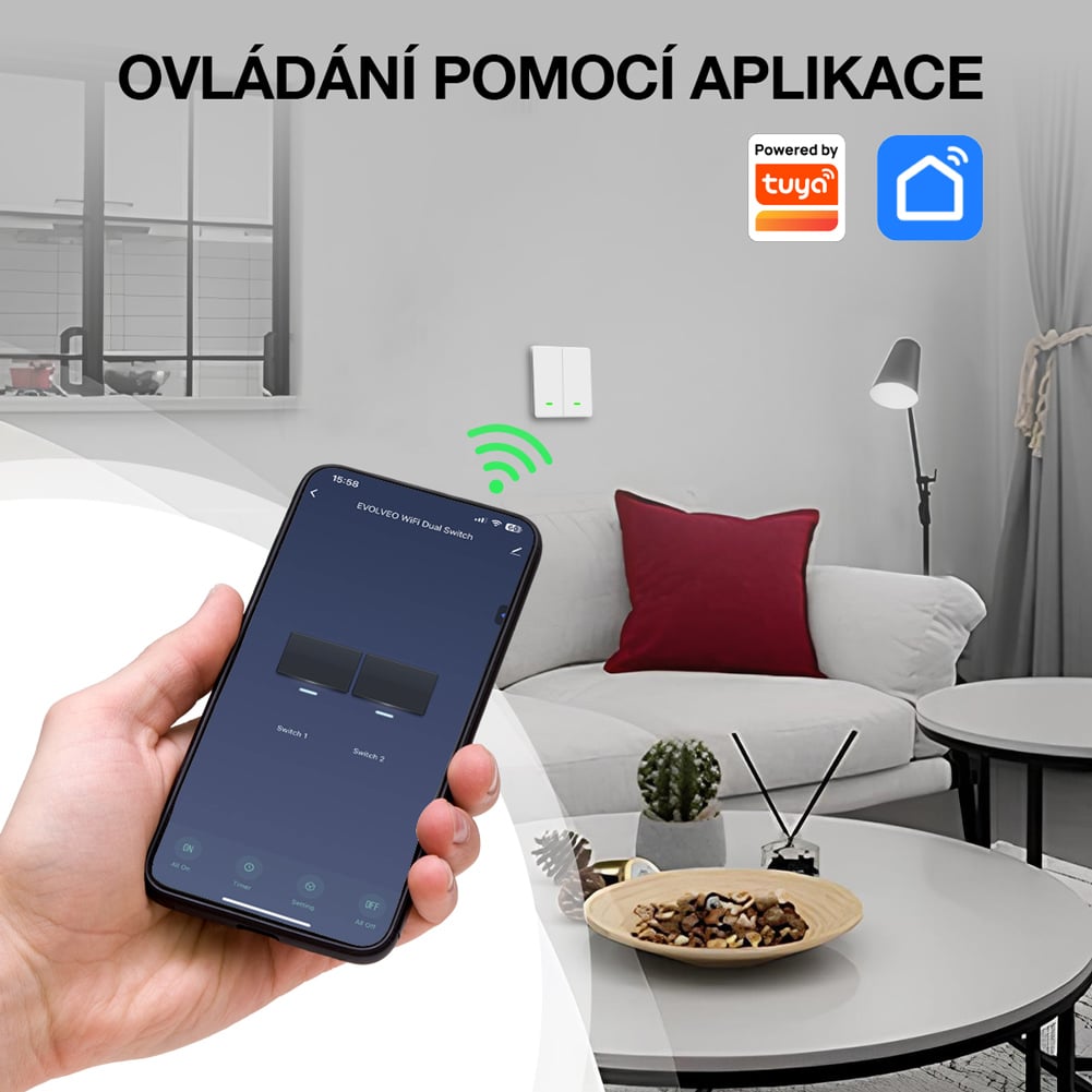 EVOLVEO WiFi Dual Switch - chytrý vypínač