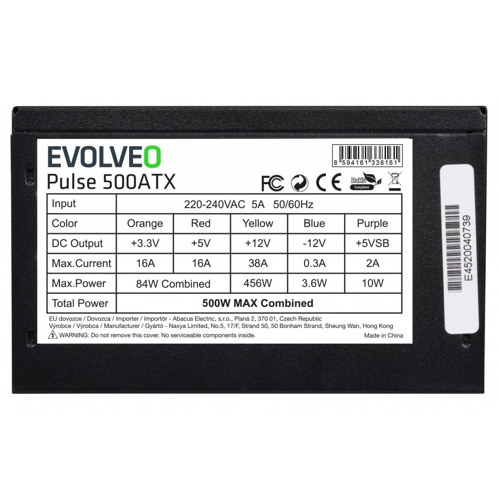 EVOLVEO zdroj 500W ATX, tichý, bulk
