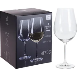 Excellent Houseware Biely pohár na víno Crystalline, sada 4 kusov, 520 ml