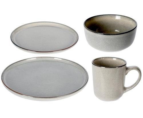 Excellent Houseware Jídelní sada talířů JERSEY 16 ks, béžová 