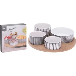 Excellent Houseware Servírovací misky s bambusovým podnosem, sada 5 ks