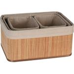 Excellent Houseware Úložné koše sada 4 bambusové, prírodné