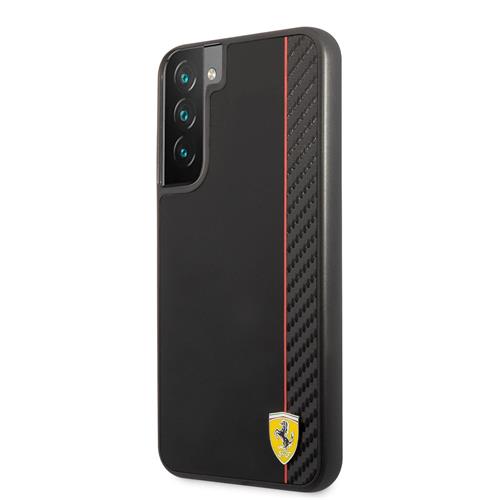 Ferrari Hladký zadný kryt s karbónovým efektom pre Samsung Galaxy S22 Black
