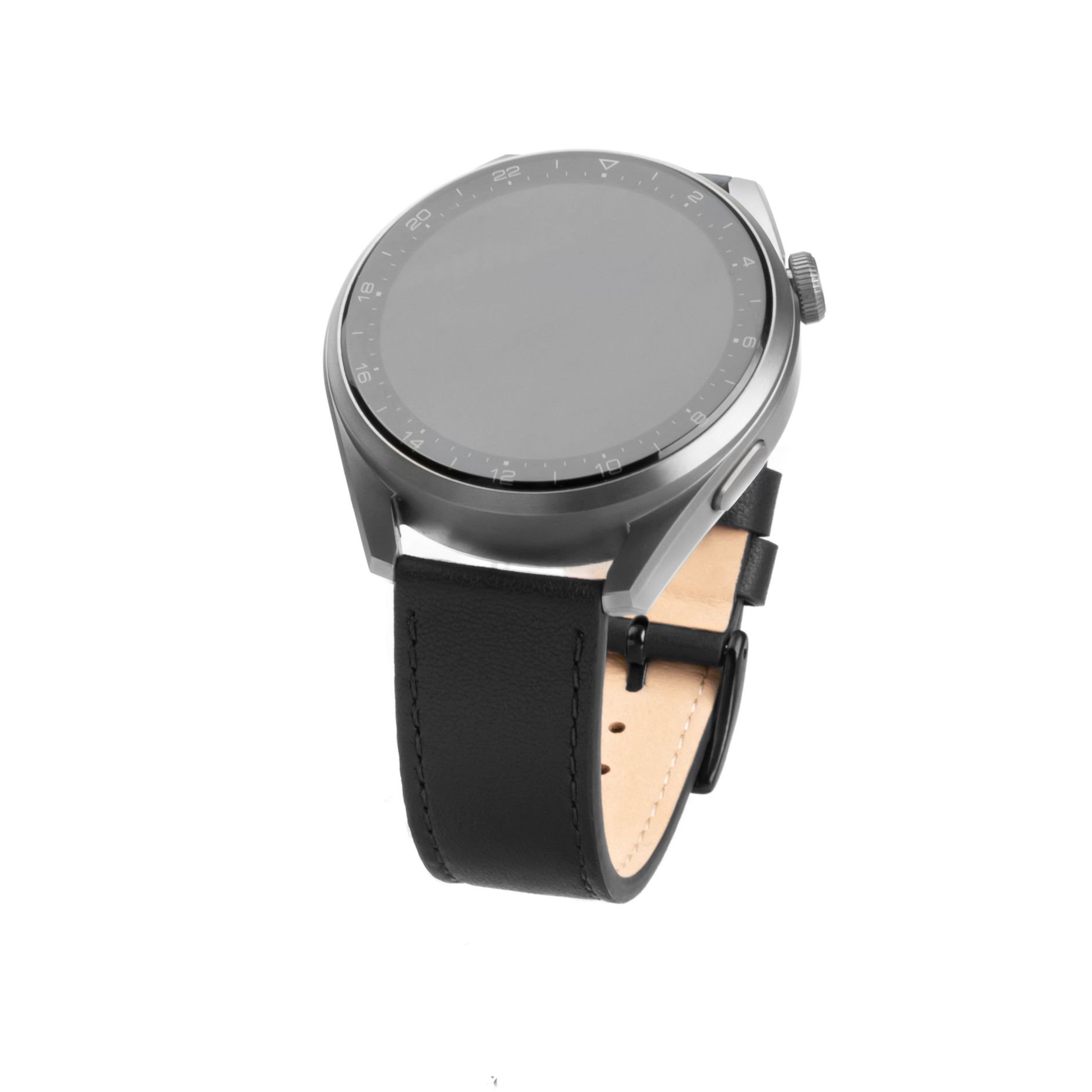 Fixed Leather Strap so šírkou 22mm pre smartwatch, čierny FIXLST-22MM-BK