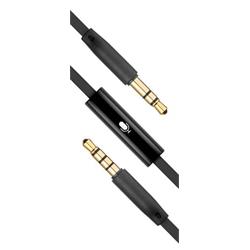 FIXED plochý audio AUX kabel s konektory 2 x 3,5 mm jack s mikrofonem, černý