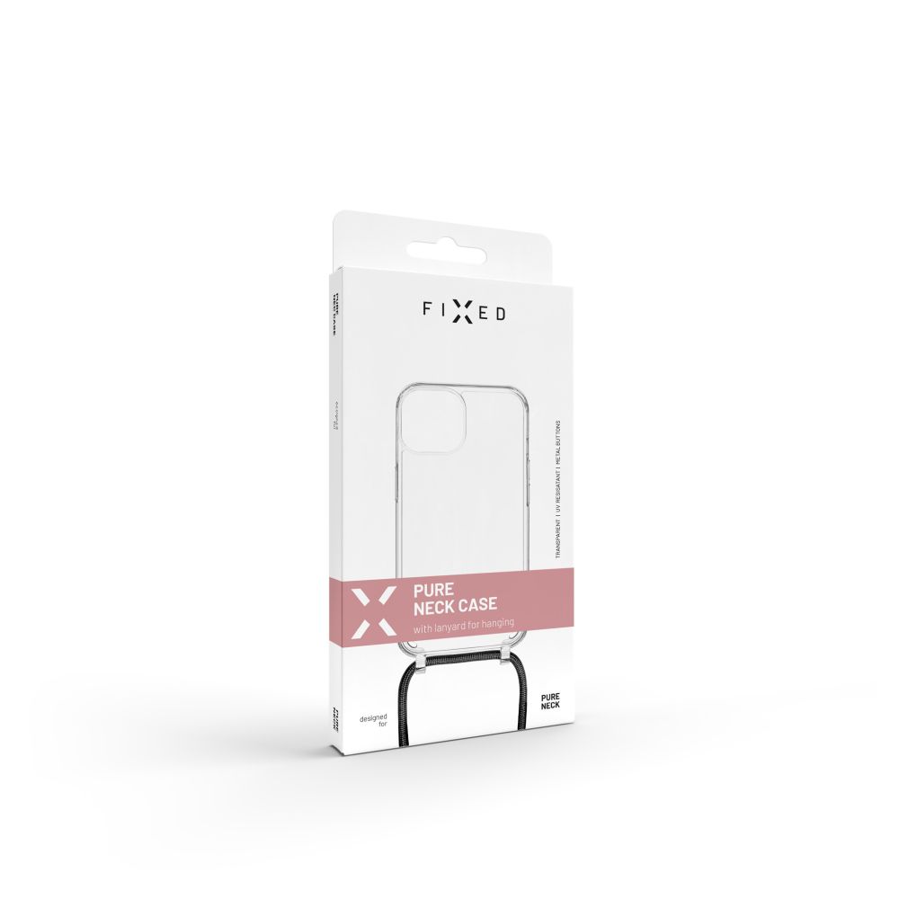 FIXED Pure Neck puzdro s čiernou šnúrkou pre Apple iPhone 15 Pro Max