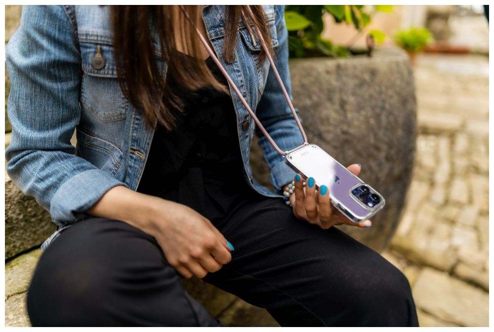 FIXED Pure Neck puzdro s ružovou šnúrkou pre Apple iPhone 15 Plus
