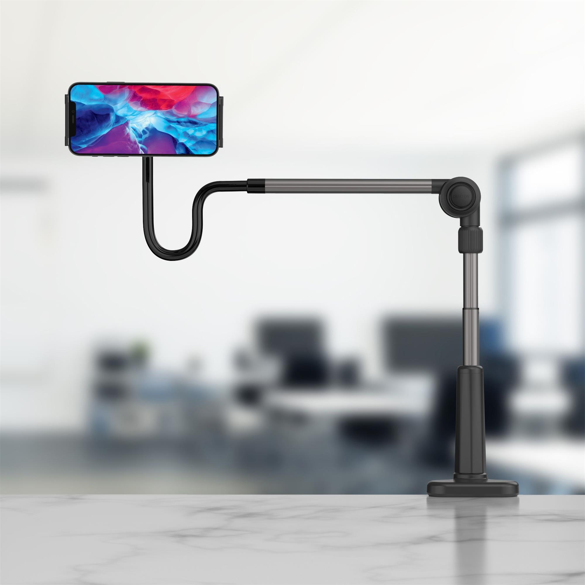 FIXED Relax – univerzálny držiak na tablet/telefón na upevnenie na stôl s otočným a nastaviteľným ramenom, čierny
