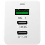 FIXED sieťová nabíjačka 2xUSB-C a USB výstupom, podpora PD, 65W, biela FIXCG65-2CU-WH