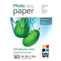 Fotopapier COLORWAY/ matný samolepiaci 120g/m2, A4/ 50 ks