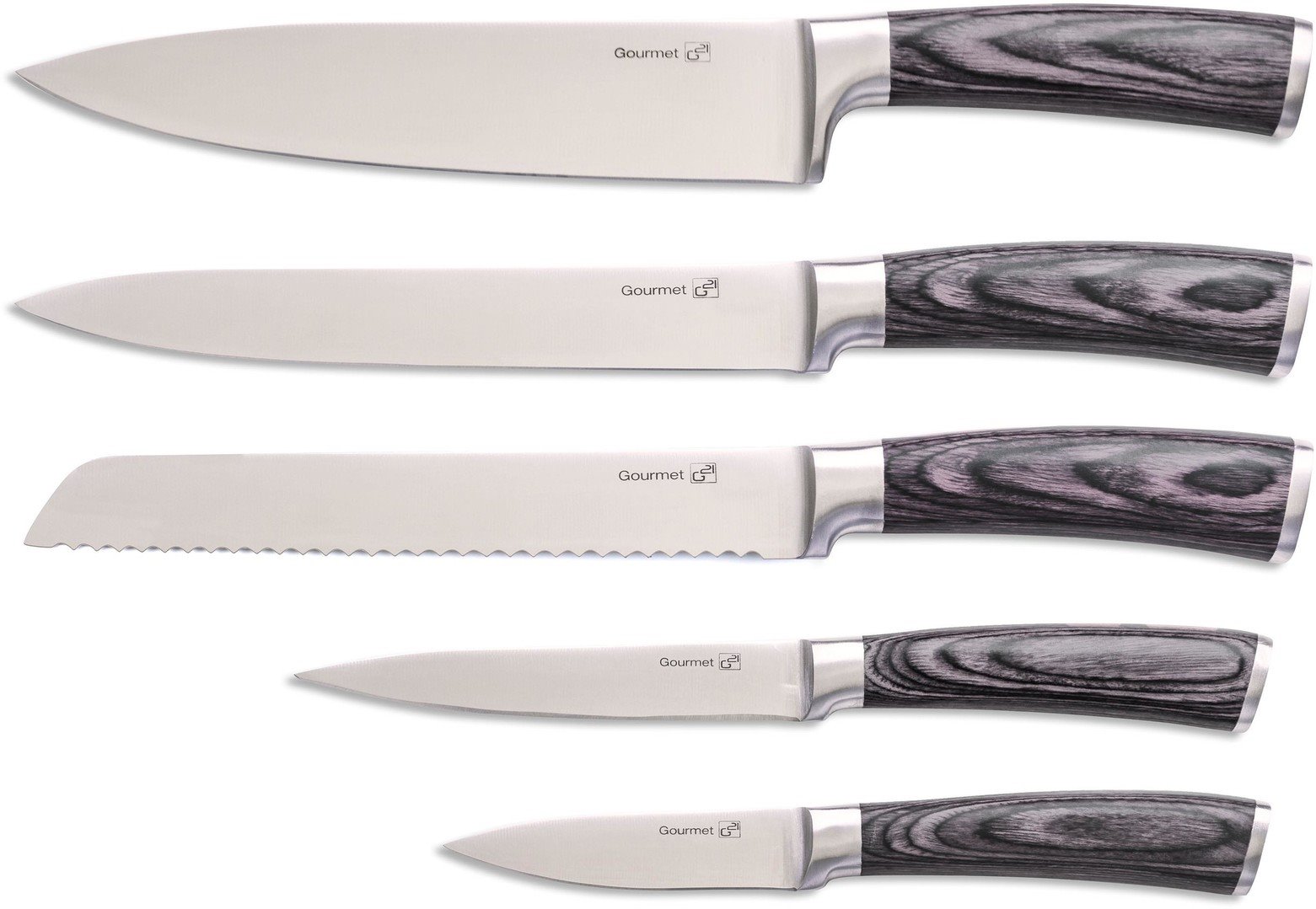 G21 Gourmet Rustic sada nožov 5 ks bambusový blok
