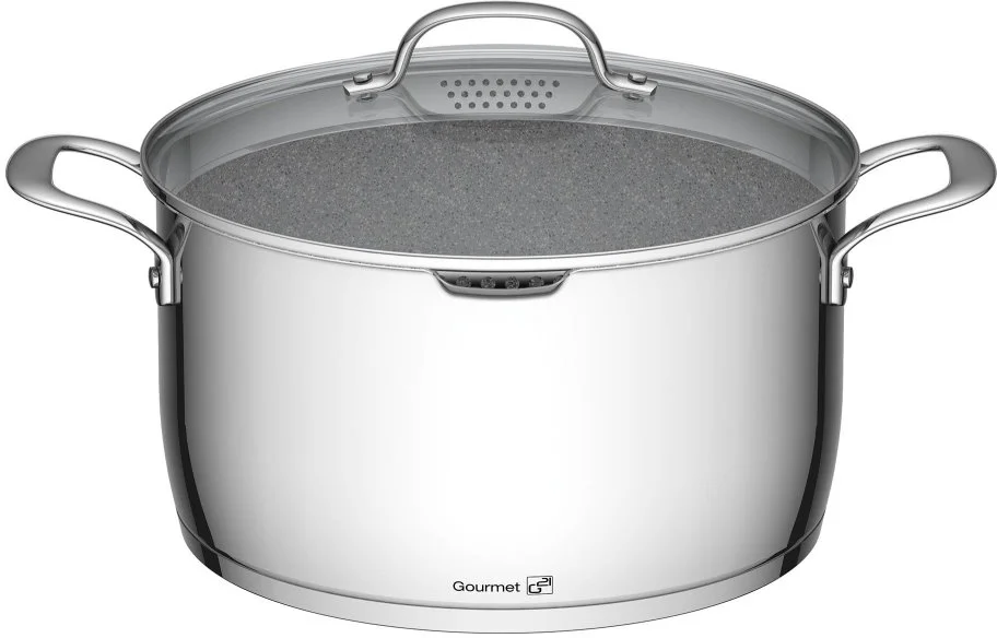 G21 Hrniec Gourmet Miracle s cedidlom 28 cm s pokrievkou, nerez/greblón G21-005NG