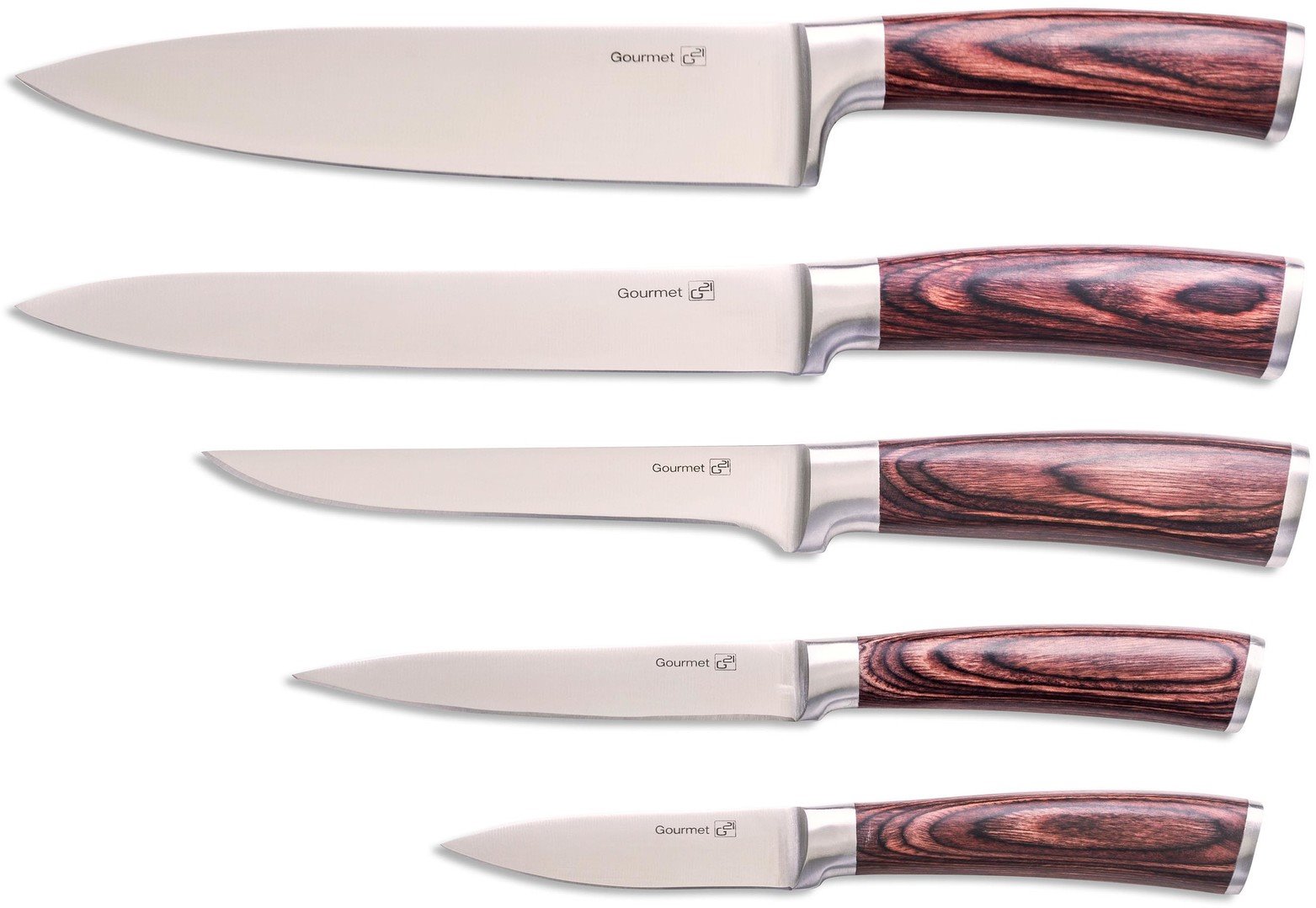 G21 Sada nožov Gourmet Nature 5 ks bambusový blok