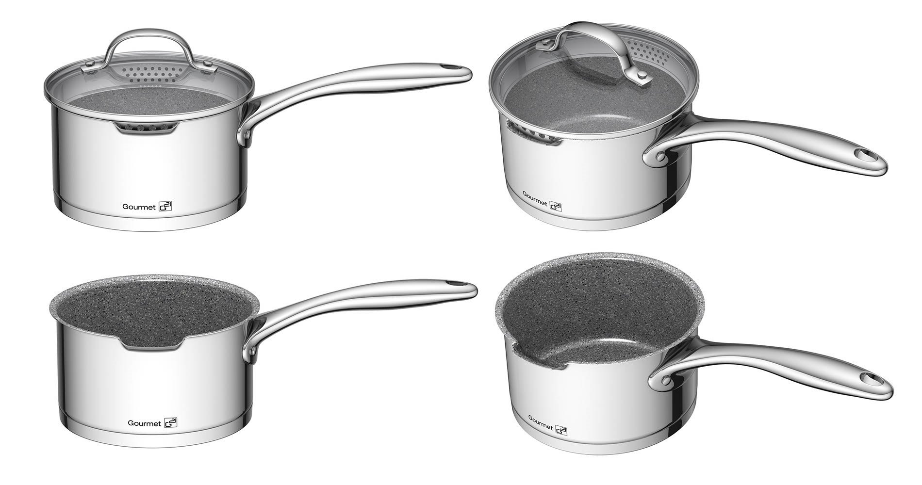 G21 Súprava riadu Gourmet Miracle s cedníkom, 9 dielov, nerez/greblón G21-004NG