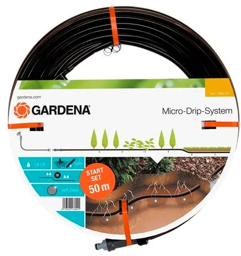 Gardena 1389-20 Micro-Drip-System - štartovacia sada - kvapková závlaha pre rastliny v radoch, podzemná kvapkacia hadica 13,7 mm
