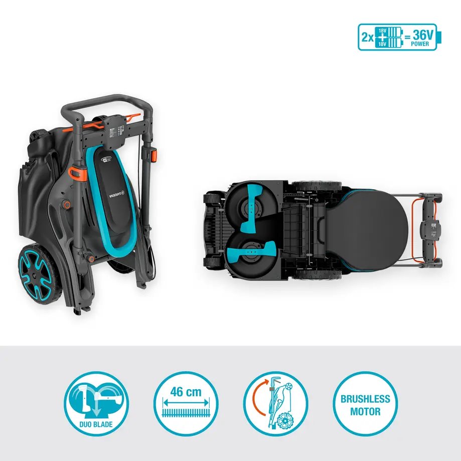 Gardena 14646-55 Akumulátorová kosačka PowerMax Duo 46/36V P4A - bez batérie
