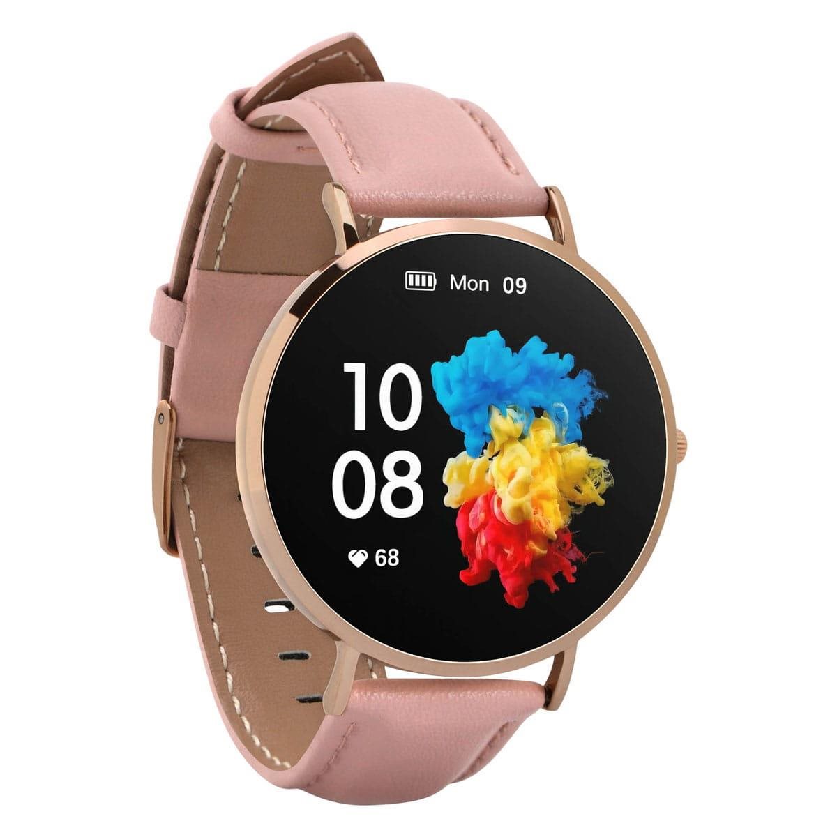 Garett Smartwatch Verona zlatá, růžový řemínek