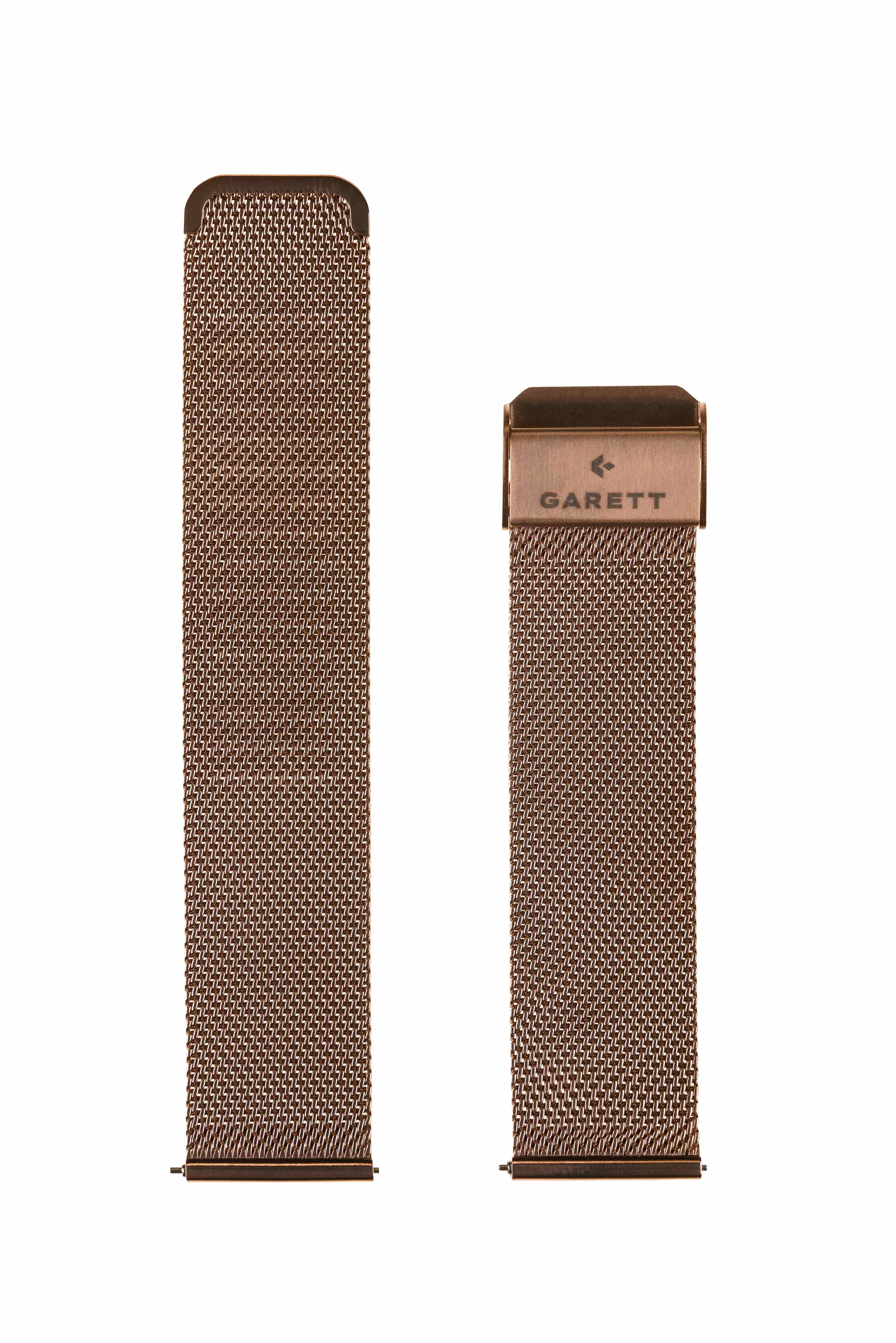 Garett univerzální řemínek 18 mm, zlatorůžový kovový, typ Mesh rose gold