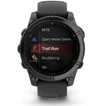 Garmin fenix® E - 47 mm, AMOLED, bridlicovo sivá oceľ, čierny silikónový remienok