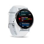Garmin Venu 3, strieborná/biela, silikónový remienok