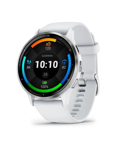 Garmin Venu 3, strieborná/biela, silikónový remienok