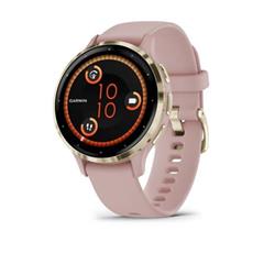 Garmin Venu 3S, Nerezová luneta Soft Gold, pouzdro Dust Rose, silikonový řemínek