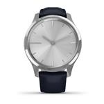 Garmin vivomove® Luxe, Silver s tmavomodrou farbou talianskym koženým pásikom 010-02241-20