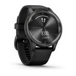 Garmin vivomove Trend, nerezová oceľ Slate lunette, čierne puzdro, silikónový remienok