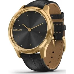 Garmin vivomove3 Luxe, 24K Gold/BlackLeather Band 010-02241-22