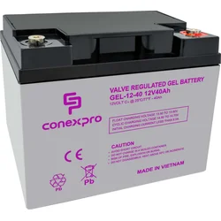 Gélová batéria Conexpro, 12V, 40Ah, životnosť 10-12 rokov, M6, hlboký cyklus