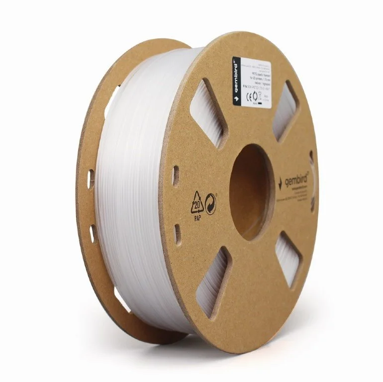 Gembird filament PETG 1.75mm 1kg, biela 3DP-PETG1.75-01-W