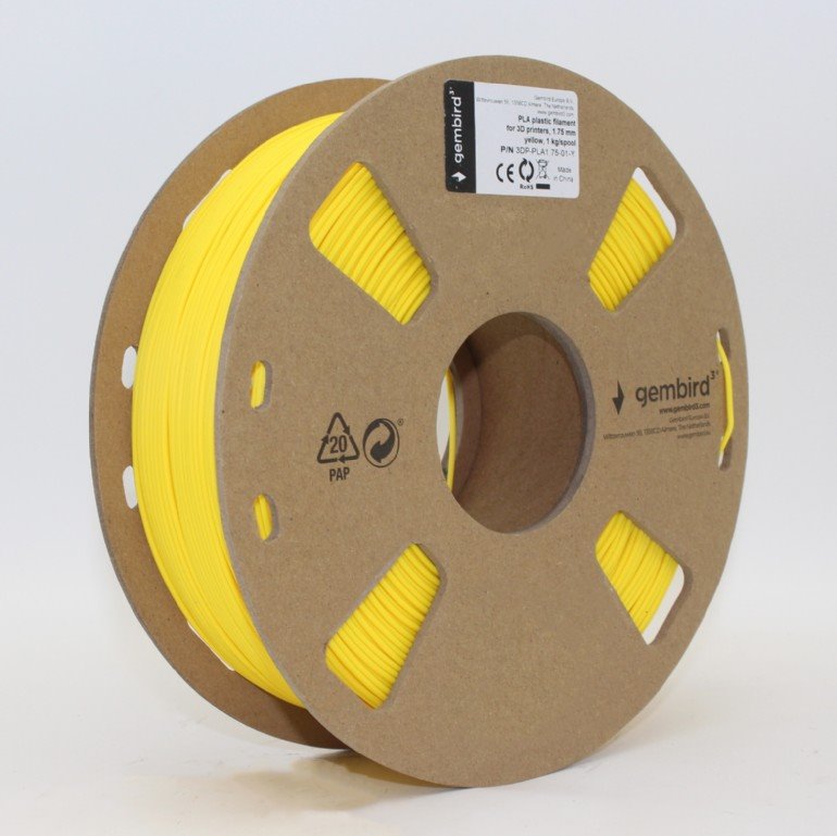 Gembird filament PLA 1.75mm 1kg, žltá 3DP-PLA1.75-01-Y