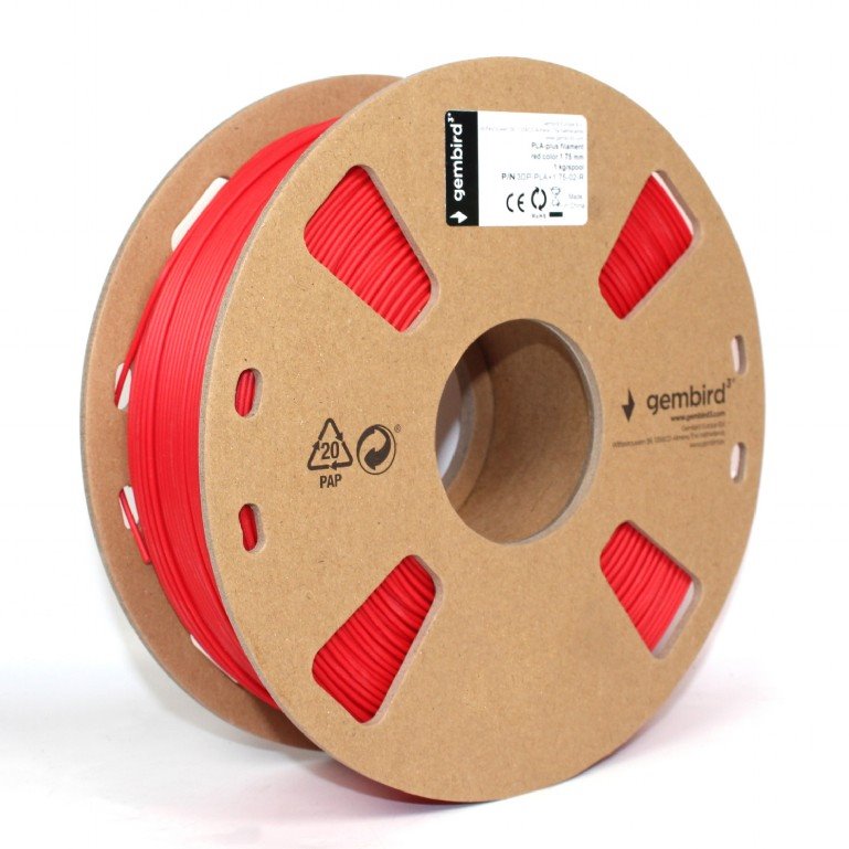 Gembird filament PLA-PLUS 1.75mm 1kg, červená 3DP-PLA+1.75-02-R