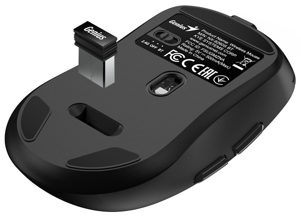 GENIUS NX-8260S BT Black/ 2400 dpi/ bezdrátová/ duální BT+2,4GHz/ tichá/ rychlé nabíjení/ ultralehká/ Copilot/ černá