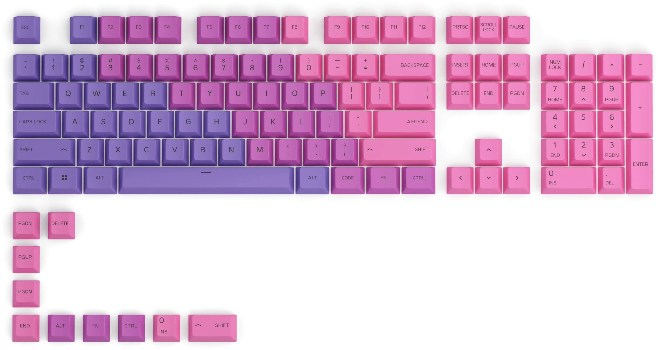 Glorious GPBT Kľúčenky - 114 PBT, ANSI, US-Layout, Nebula