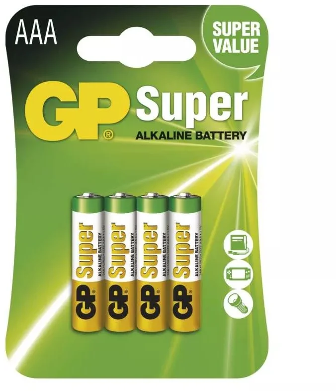 GP baterie Super Alkaline LR03 (AAA, mikrotužka), blistr 4 kusy