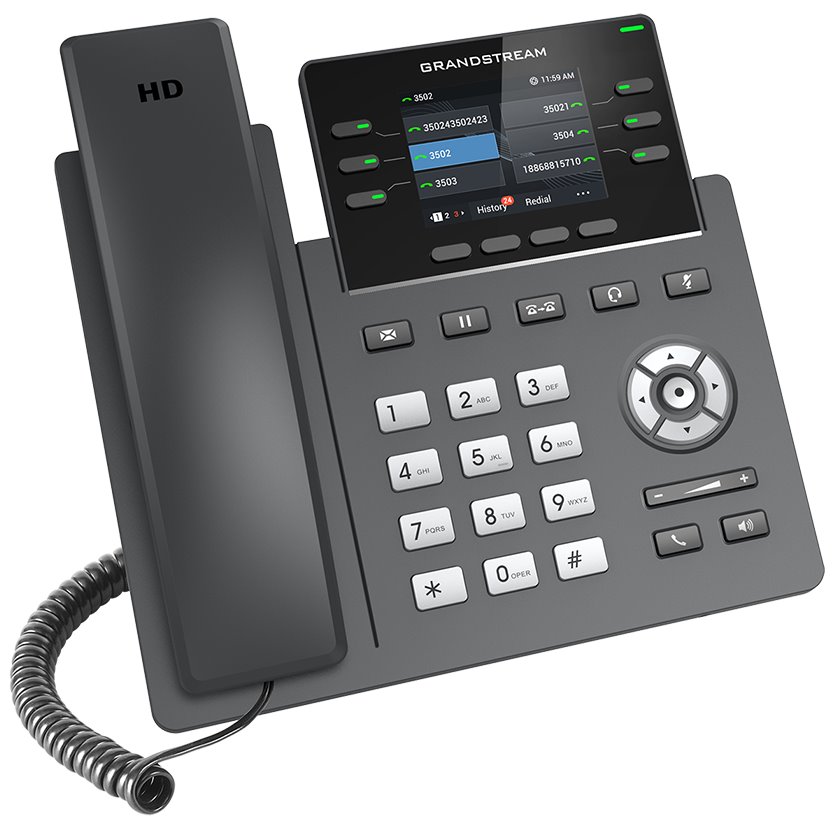 Grandstream GRP2613 telefón VoIP, 3x SIP, farebný podsvietený 2,8" displej, 2x Gbps RJ45, PoE
