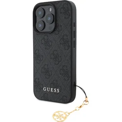 Guess 4G Charm Zadní Kryt pro iPhone 16 Pro Tone on Tone Grey
