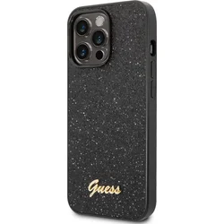 Guess PC/TPU Glitter Flakes Metal Logo Back Cover pre iPhone 14 Pro Black