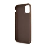 Guess PU 4G Kovový zadný kryt s logom pre iPhone 11 Brown